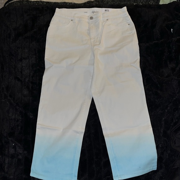 New! White Denim Dip Dye High Rise Capri - Picture 2 of 4